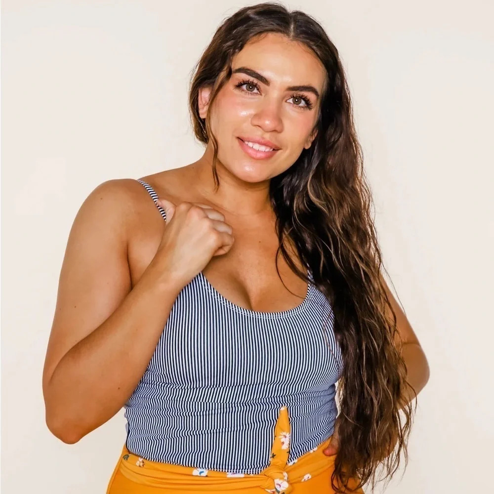 NEW CENTARA TOP | BLACK & WHITE STRIPE Coral Reef Swim